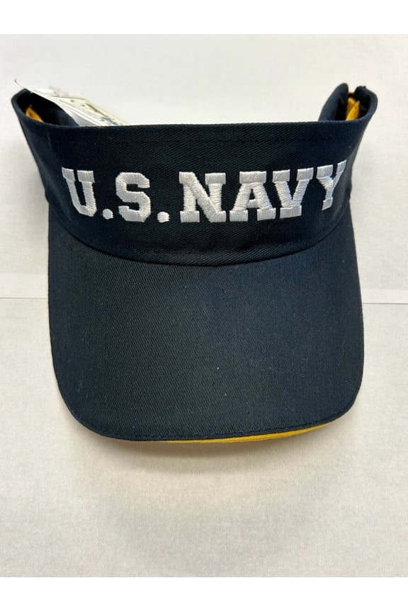 Navy Golf Visor (Navy/Yellow) Elastic Golf Hat NEW