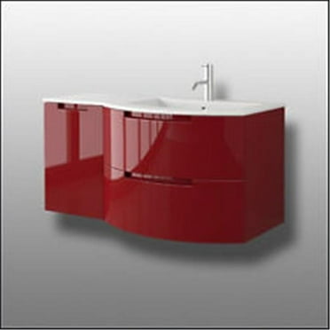 Oasi Vanity Sink Top Left Cabinet 2 Drawers Red