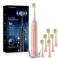 thumbnail image 1 of OasiSmile Sonic Electric Toothbrush for Adults and Kids, 5 Modes 42000 VPM Rechargeable Travel Power Toothbrushes with 6 Brush Heads, 90 Days Battery Life, Rose Gold, 1 of 8
