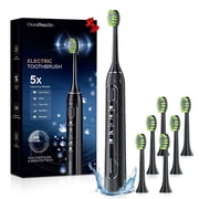 OasiSmile Sonic Electric Toothbrush for Adults and Teens, Travel Rechargeable 42000 VPM Power Tooth Brush with 5 Modes, 90 Days Battery Life, 6 Brush Heads, Black