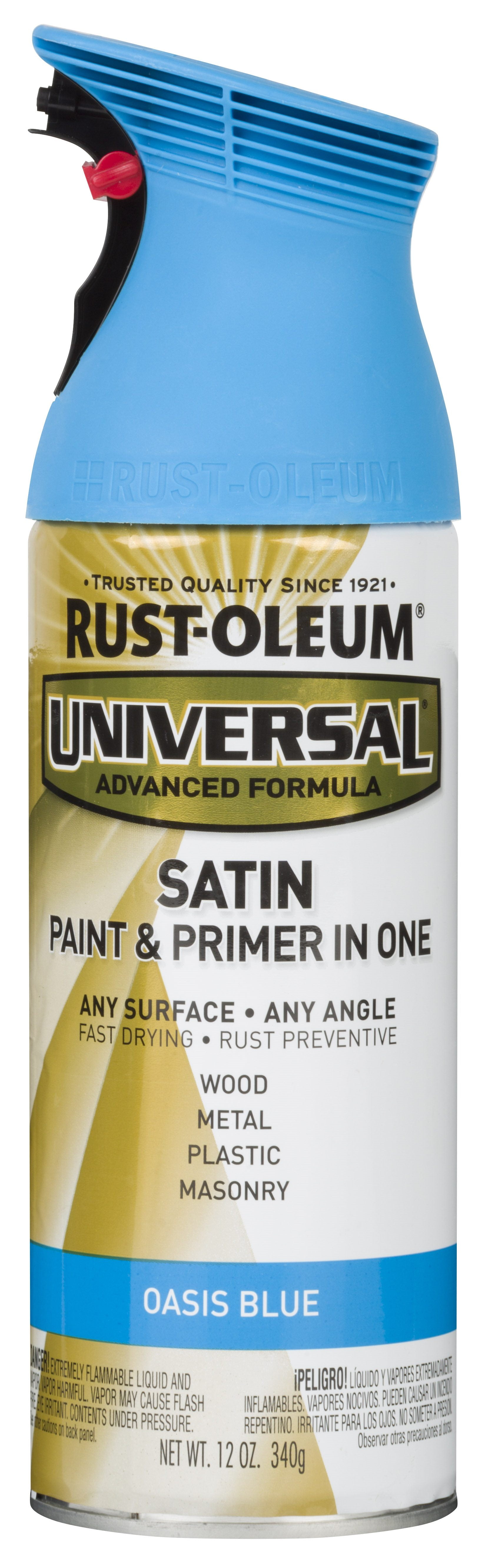 Oasis Blue Rust Oleum Universal All Surface Interior Exterior Satin Spray Paint and Primer in 1 12 oz Walmart