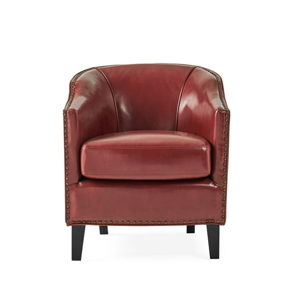 Oasis Bonded Leather Club Accent Chair, Oxblood Red