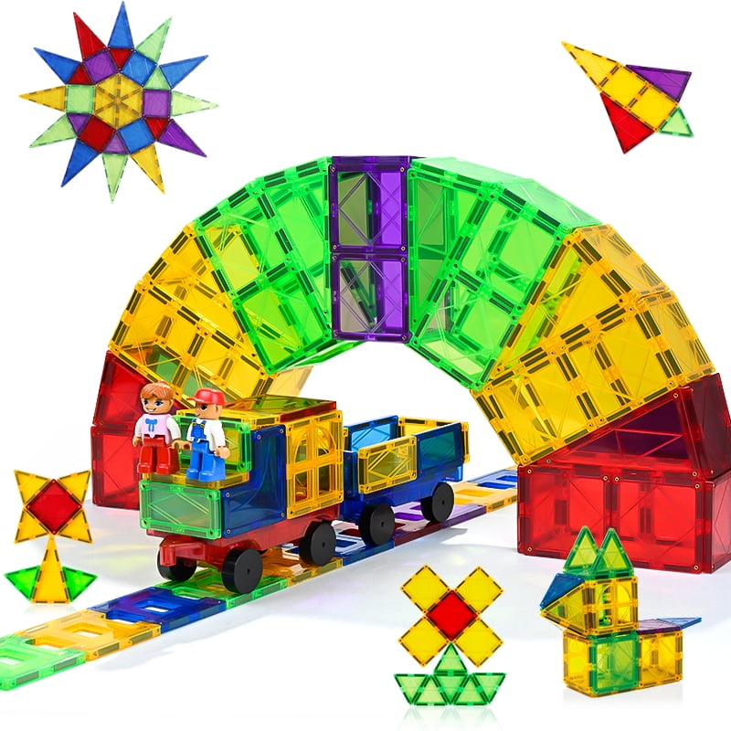Oasis Creations Magnetic Tiles 108 Piece Building Toys Set for Toddlers Boys & Girls Educational Stem Toy Construction Gift Set