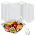 thumbnail image 1 of Oasis Creations Slanted Wide Square Cup - 7 ounces - 50 Count - Lids & Spoons Included - Clear Plastic - Appetizer Cup - Parfait Cup - Dessert Cup -Disposable or Reusable, 1 of 5
