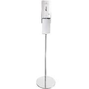 Oasis Creations Universal Hand Sanitizer Soap Dispenser Stand   Portable Metal Stand with White Soap Dispenser & Drip Tray   Touchless Sanitizing Station   Great for Public & High Traffic Areas