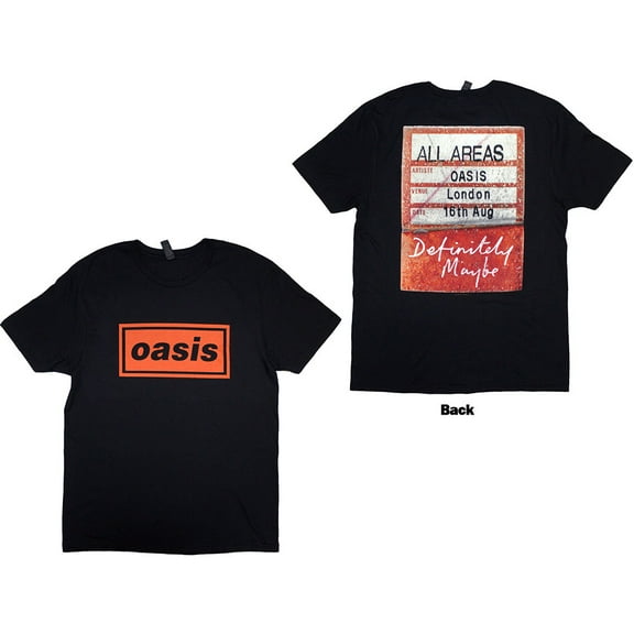 Oasis Unisex T-Shirt Definitely Maybe AAA Pass (Black) (Back Print) (XX-Large)