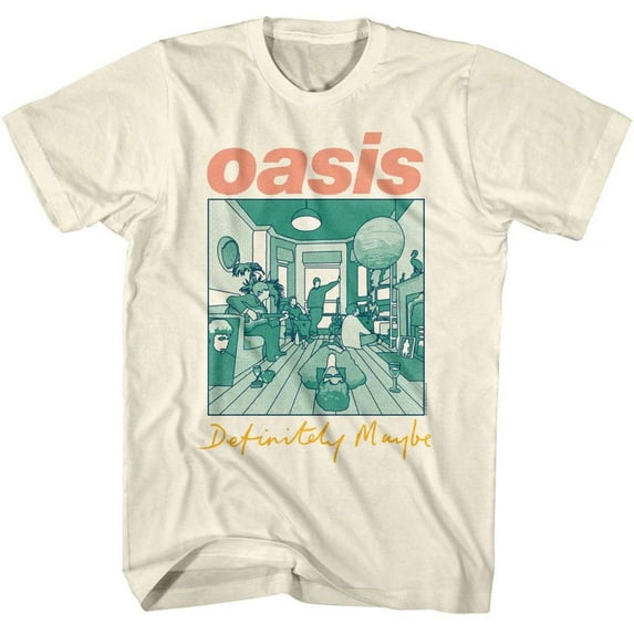 Oasis - Definitely Maybe Album Multicolored - Officially Licensed American Classics - Front Print Solid Adult Short Sleeve T-Shirt