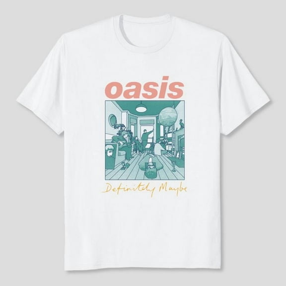 Oasis Definitely Maybe Artwork T-Shirt (White) Unisex, Sizes S-5XL, Tbun