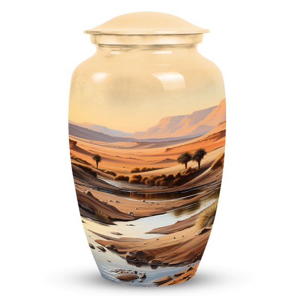 Oasis In The Desert Twilight - Large Urns - Adult Cremation Urns - Urn for Ashes Adult Male - Cremains Containers - Urn for Adult Female Ashes (10inch)