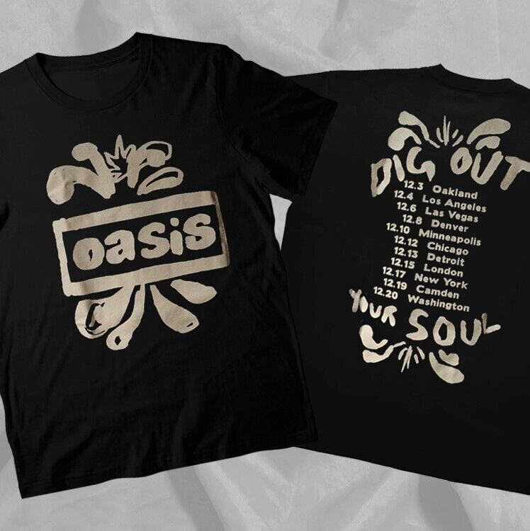 Oasis Dig Out Your Soul Tour Vintage Black Double Sided T