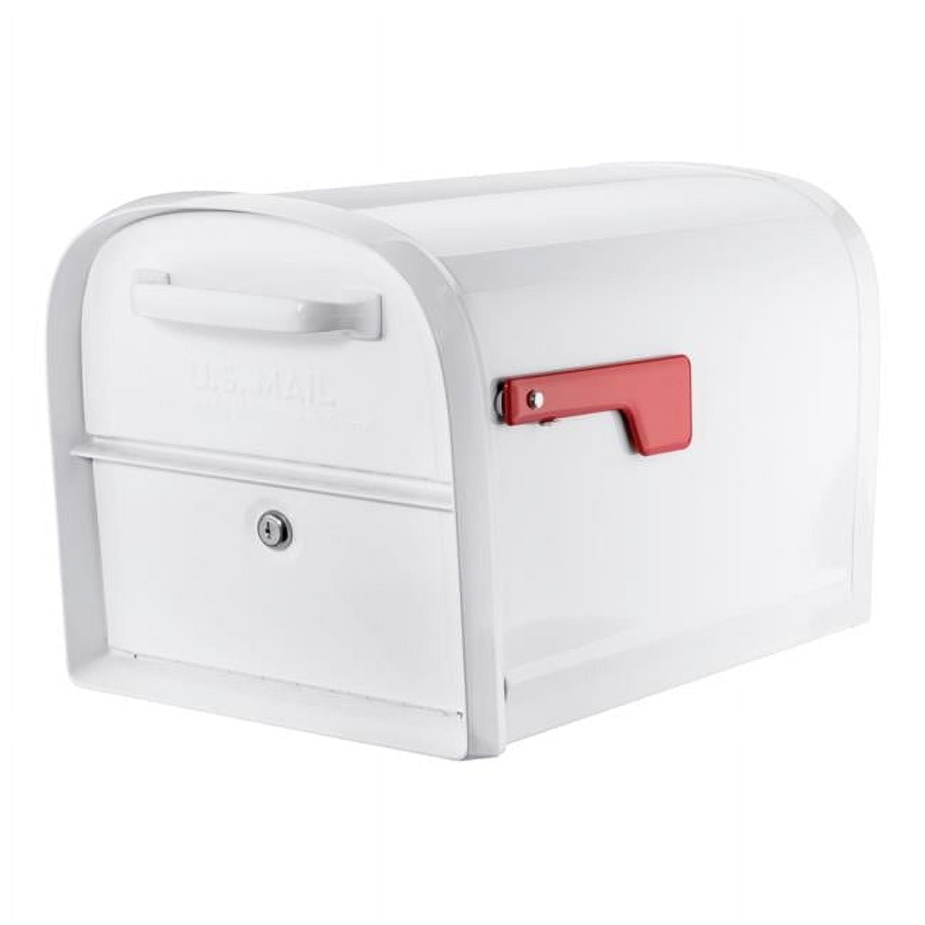 White Galvanized Steel Lockable Post Mounted Mailbox with Double Doors