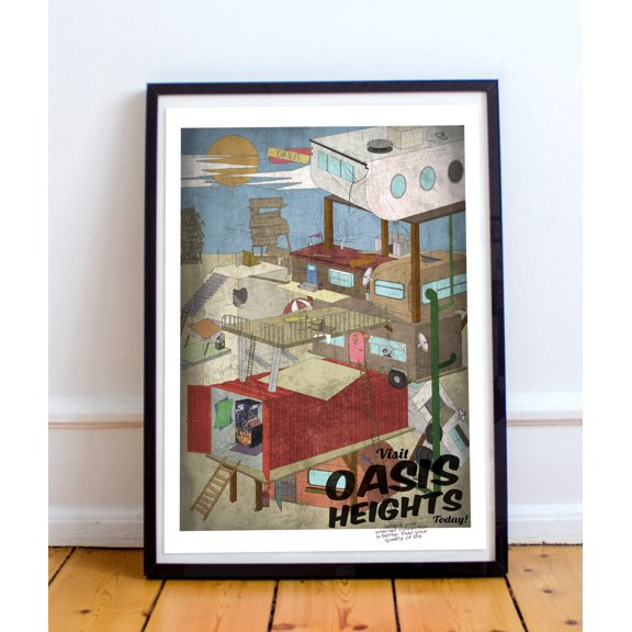 Oasis Heights Ready Player One Inspired Poster, Stack City Dystopian Future Wall Art Print
