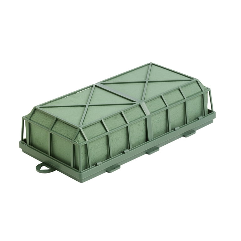 Floral Foam Cage with Floral Foam Decorate for Crafting Fresh Flowers Garden, Size: 32cmx18cmx9.5cm, Green