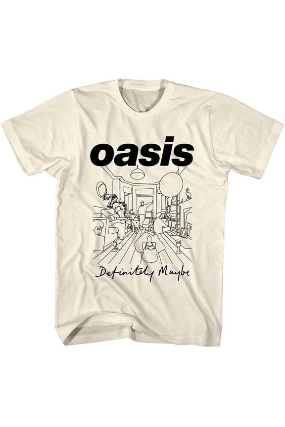 Oasis Definitely Maybe Line Art Men's T Shirt (Ivory, AdultL)