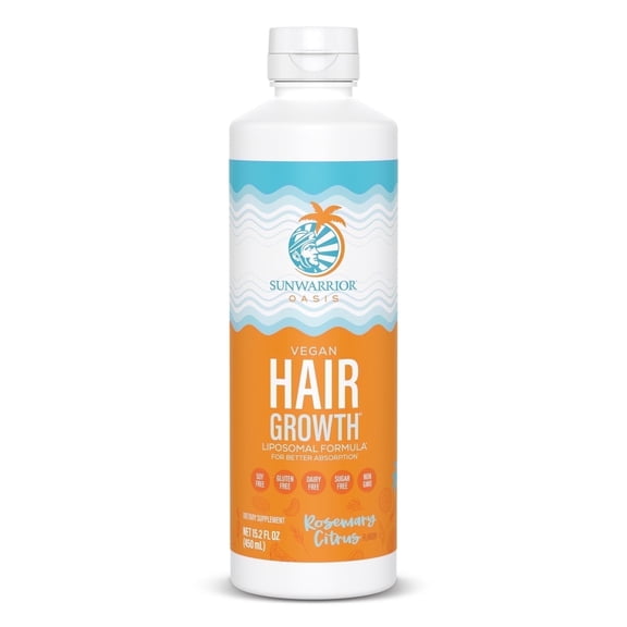 Sunwarrior Oasis Liquid Hair Growth Supplement for Adults, Rosemary Citrus, 15.2 fl oz
