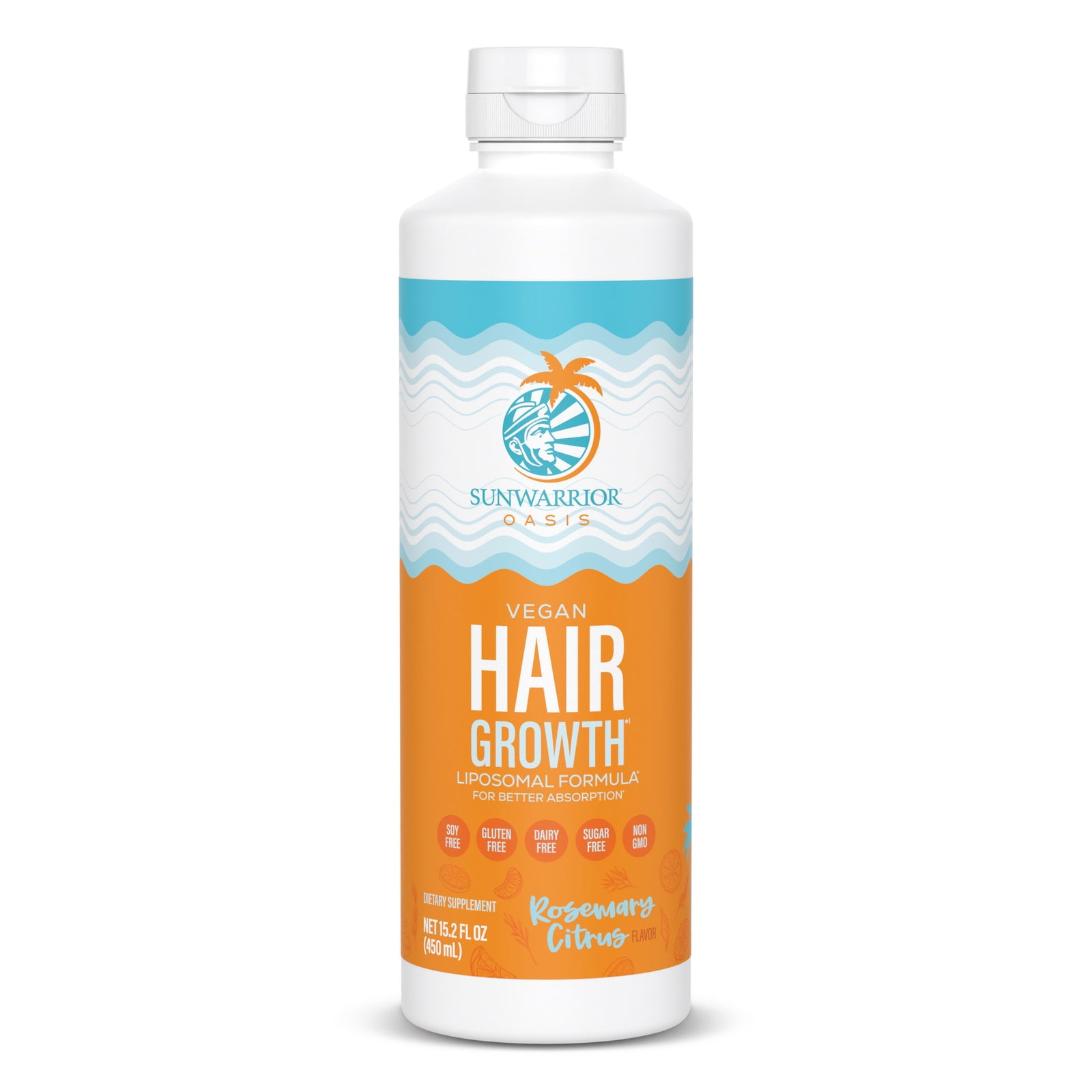 Sunwarrior Oasis Liquid Hair Growth Supplement for Adults, Rosemary Citrus, 15.2 fl oz