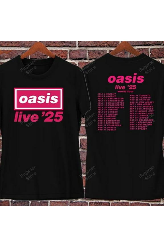 Oasis Live 2025 Tour Shirt, World Tour Dates, Unisex Concert Shirt,Black Color,Size L