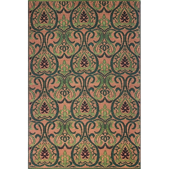 Oasis Medium Green Outdoor Rug, Reversible Plastic Mat for Patio, Porch, Poolside, Mudroom, Camping, RV, Deck