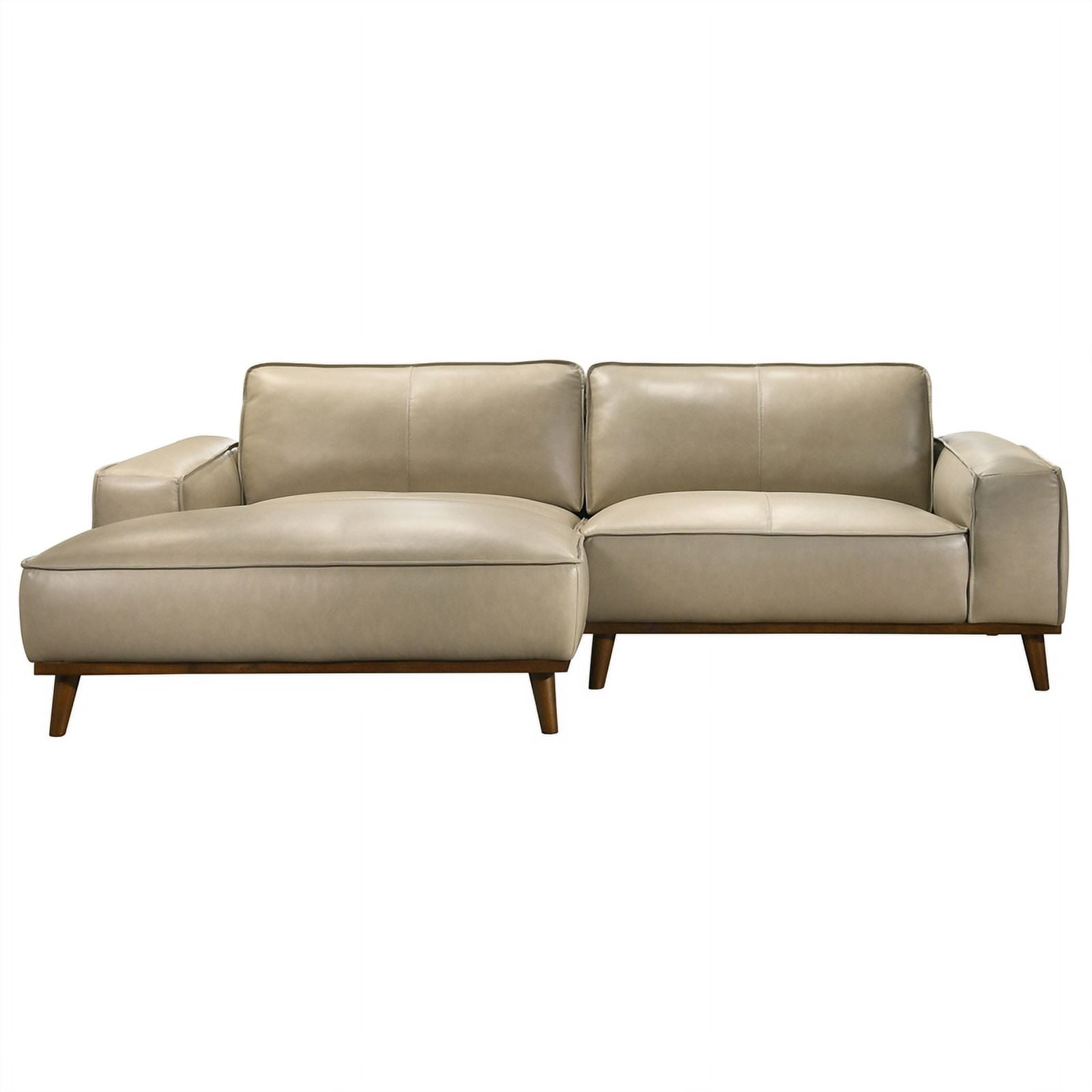 Oasis Mid Century Living Room LeftFaced Beige Leather Sectional Sofa