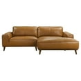 thumbnail image 1 of Oasis Modern Design Top Grain Leather Right-Faced Sectional Sofa in Tan, 1 of 7