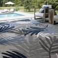 thumbnail image 1 of Oasis Modern Floral Blue and Cream Polypropylene Indoor Outdoor Area Rug, 7'x9' Rectangle, 1 of 7