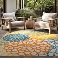 thumbnail image 1 of Oasis Modern Floral Gold and Orange Polypropylene Indoor Outdoor Area Rug, 7'x9' Rectangle, 1 of 7