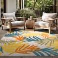 thumbnail image 1 of Oasis Modern Floral Gold and Orange Polypropylene Indoor Outdoor Area Rug, 7'x9' Rectangle, 1 of 7