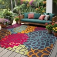 thumbnail image 1 of Oasis Modern Floral Navy and Aqua Polypropylene Indoor Outdoor Area Rug, 7'x9' Rectangle, 1 of 6