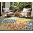 thumbnail image 1 of Oasis Modern Floral Gold and Orange Polypropylene Indoor Outdoor Area Rug, 5'x7' Rectangle, 1 of 7