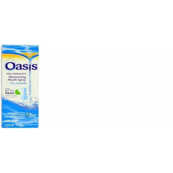 Oasis Oral Demulcent Moisturizing Dry Mouth Spray, Mild Mint, 1oz, 2-Pack