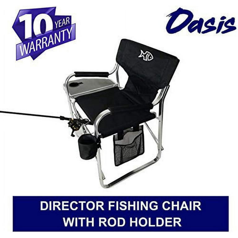 Oasis Premium Director Fishing Chair with Rod Holder - Folding Aluminum  Chair with 10 Years Warranty - Personalized Name/Logo/Brand Imprinted 