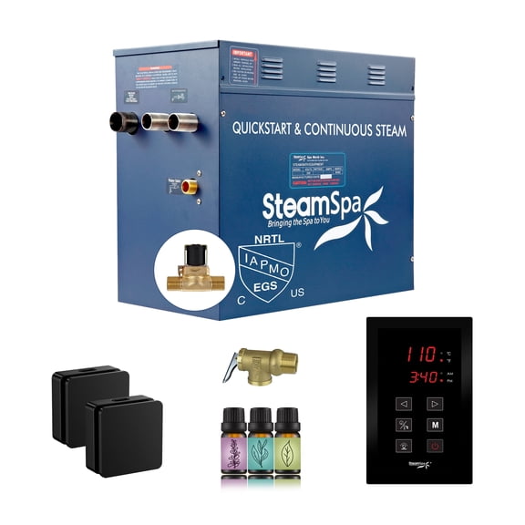 Oasis Series 10500-Watts Steam Generator with Continuous Steam Plus Easy Touch Pad and Auto Drain in Matte Black