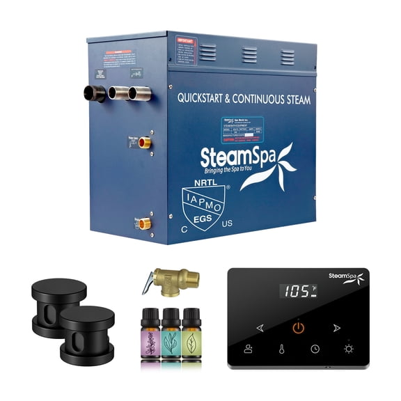 Oasis Series 10500-Watts Steam Generator with Continuous Steam Plus Fully Wireless Handheld Control in Matte Black