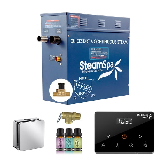 Oasis Series 6000-Watts Steam Bath Generator with Continuous Steam Fully Wireless Control and Auto-Drain in Chrome