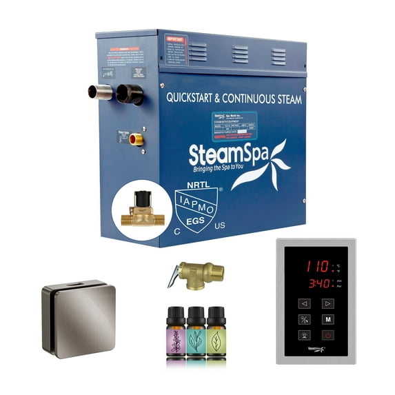 Oasis Series 6000-Watts Steam Generator with Continuous Steam Plus Easy Touch Pad and Auto Drain in Brushed Nickel