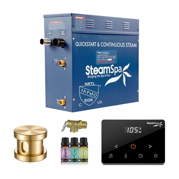 Oasis Series 9000-Watts Steam Generator with Continuous Steam Plus Fully Wireless Handheld Control in Gold