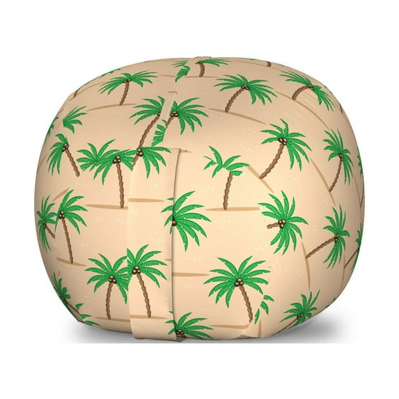 Oasis Storage Toy Bag Chair, Repetitive Palm Tree with Coconuts on Branches, Stuffed Animal Organizer Washable Bag, Large Size, Peach Fern Green, by Ambesonne