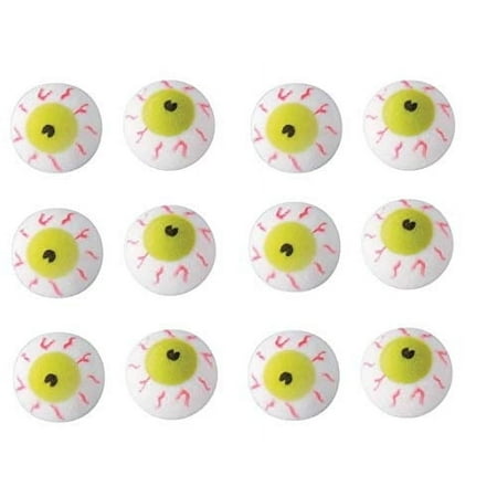 Oasis Supply Edible Hand Painted Sugar Halloween Cupcake Toppers, 1" Scary Eyeballs