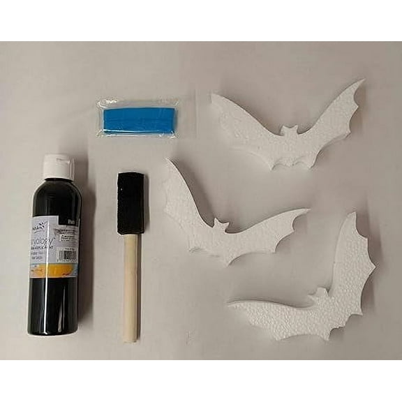 Oasis Supply Halloween Craft Kit & Design Project - EPS Foam Bat Kits w/ 12 Bats, Paint, Paint Brushes, & More - Halloween Decor Kit