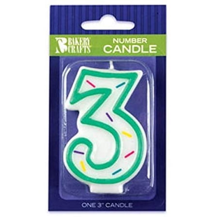 Oasis Supply Sprinkle Birthday Candles, 3-Inch, Number-3