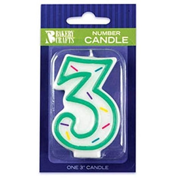 Oasis Supply Sprinkle Birthday Candles, 3-Inch, Number-3