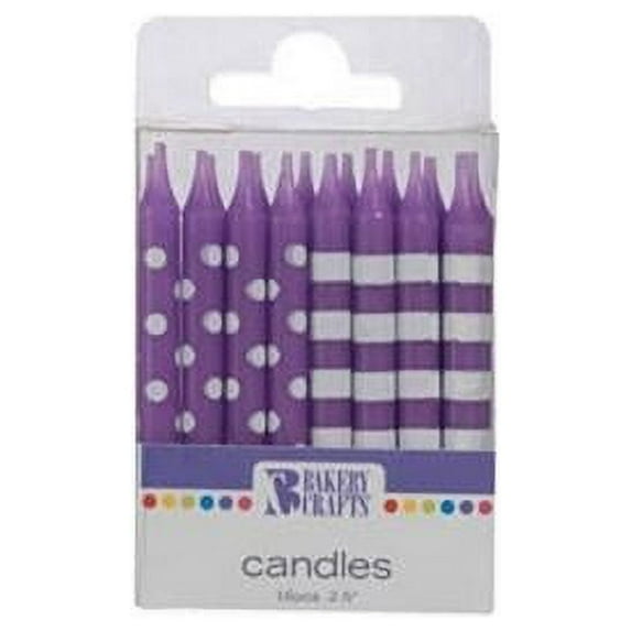 Oasis Supply Stripes and Dots Birthday Candles, 2.5-Inch, Purple