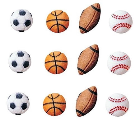 Oasis Supply Sugar Decorations, Sports Balls, 12 Count