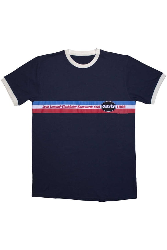 Oasis Unisex Ringer T-Shirt: 1996 Tour Horizontal Stripes Ringer (Medium)