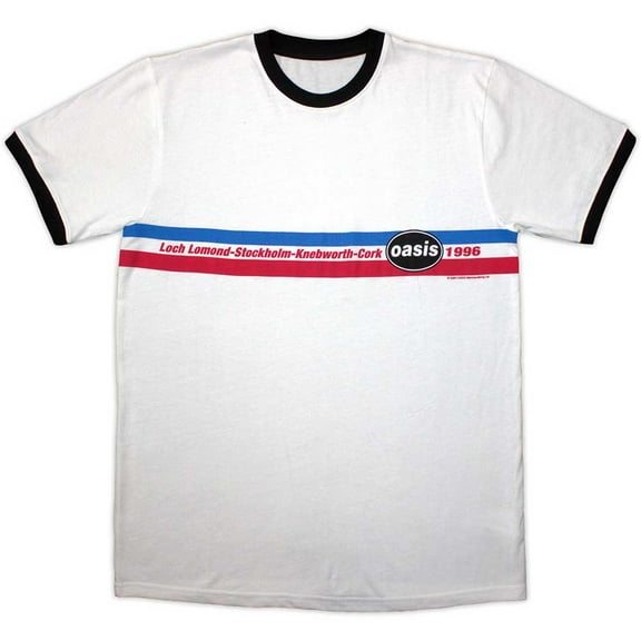 Oasis Unisex Ringer T-Shirt: 1996 Tour Horizontal Stripes Ringer (Small)