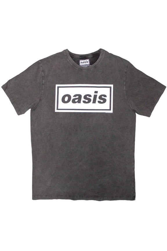 Oasis Unisex Stone Wash T-Shirt Decca Logo (Charcoal Grey) (Medium)