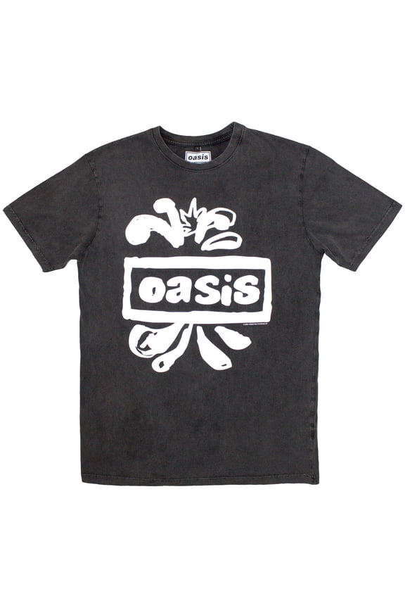 Oasis Unisex Stone Wash T-Shirt Logo Splat (Charcoal Grey) (Medium)