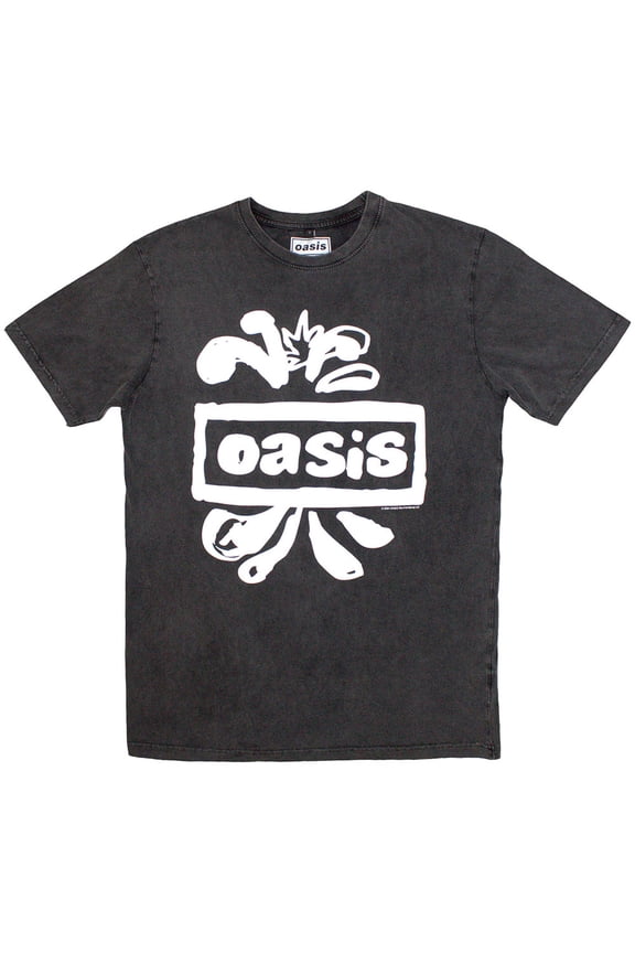 Oasis Unisex Stone Wash T-Shirt: Logo Splat Stone Wash (Large)