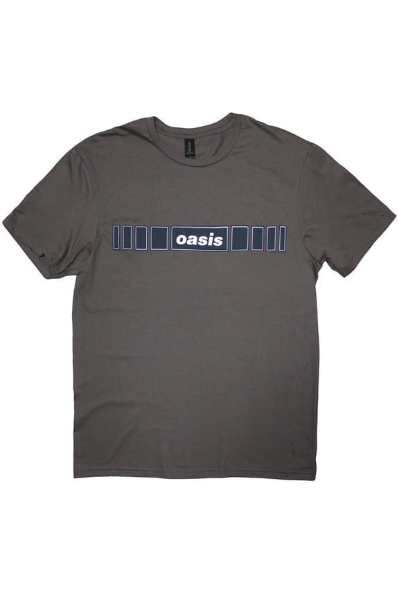 Oasis Unisex T-Shirt Horizontal Bars Logo (Charcoal Grey) (Large)
