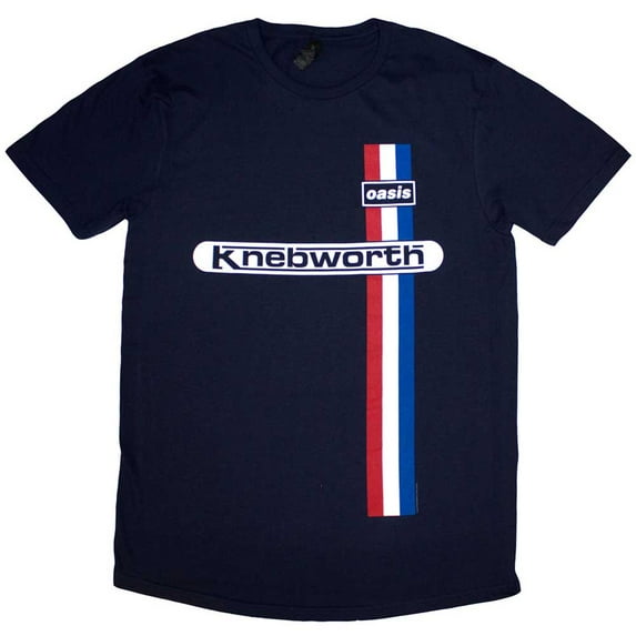 Oasis Unisex T-Shirt: Knebworth Vertical Stripe (Large)
